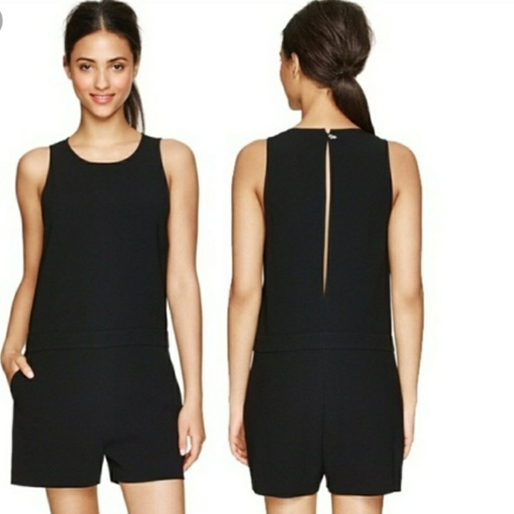 BABATON Aritzia Ozzy Romper Black Silk Pockets 6 S